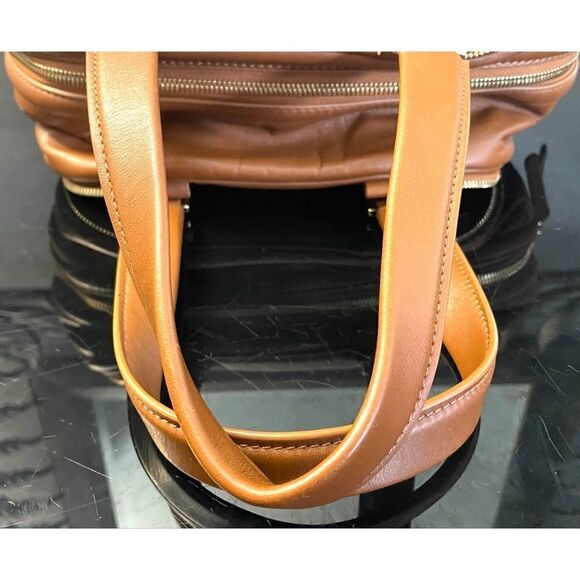 JIMMY CHOO Justine Handbag/Tote Chestnut/Tan Leather Double Strap Shoulder Bag - Picture 13 of 15